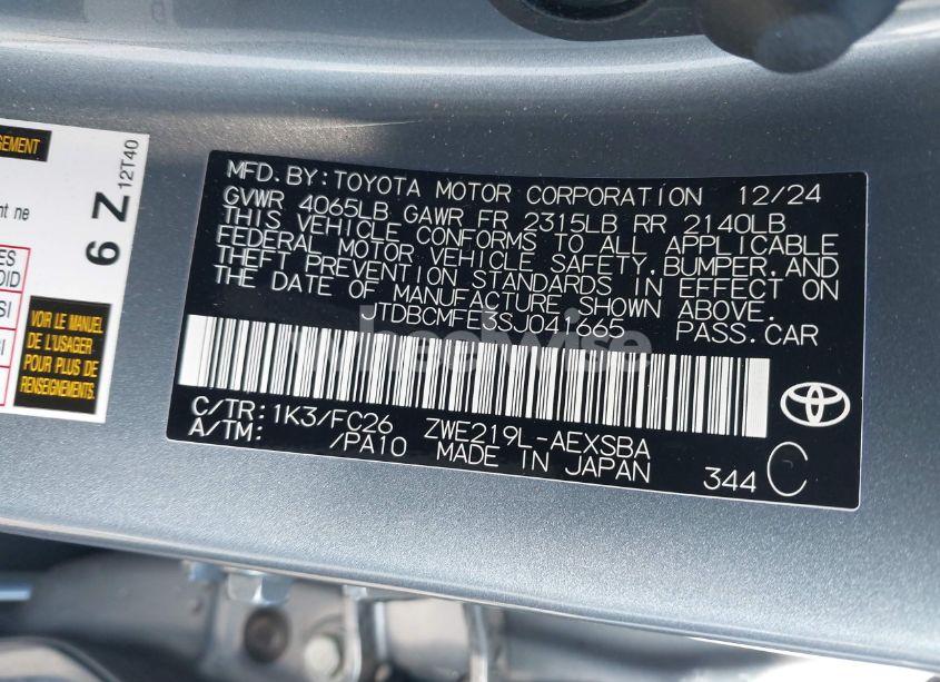 Photo 9 of 2025 Toyota Corolla HYBRID SE (VIN JTDBCMFE3SJ041665)