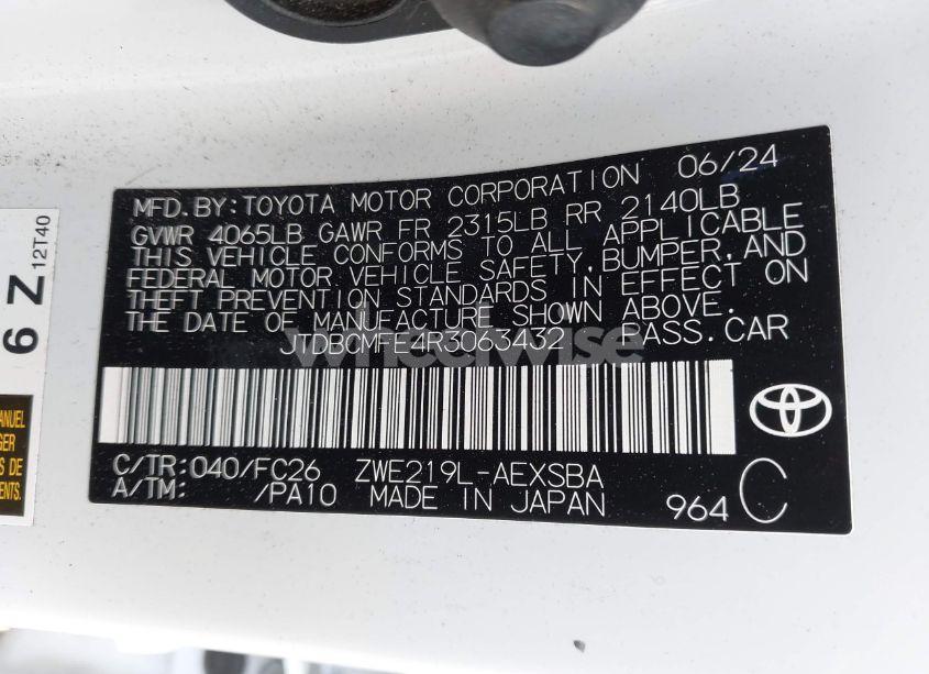 Photo 9 of 2024 Toyota Corolla HYBRID SE (VIN JTDBCMFE4R3063432)