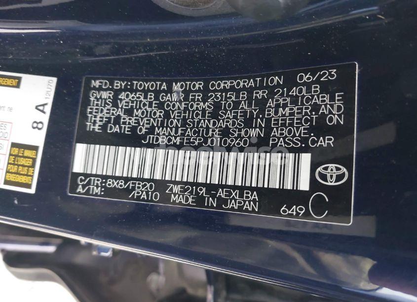 Photo 9 of 2023 Toyota Corolla HYBRID LE (VIN JTDBCMFE5PJ010960)