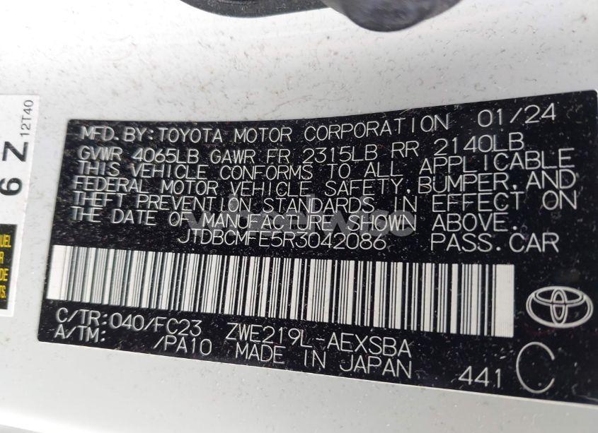 Photo 9 of 2024 Toyota Corolla HYBRID SE (VIN JTDBCMFE5R3042086)