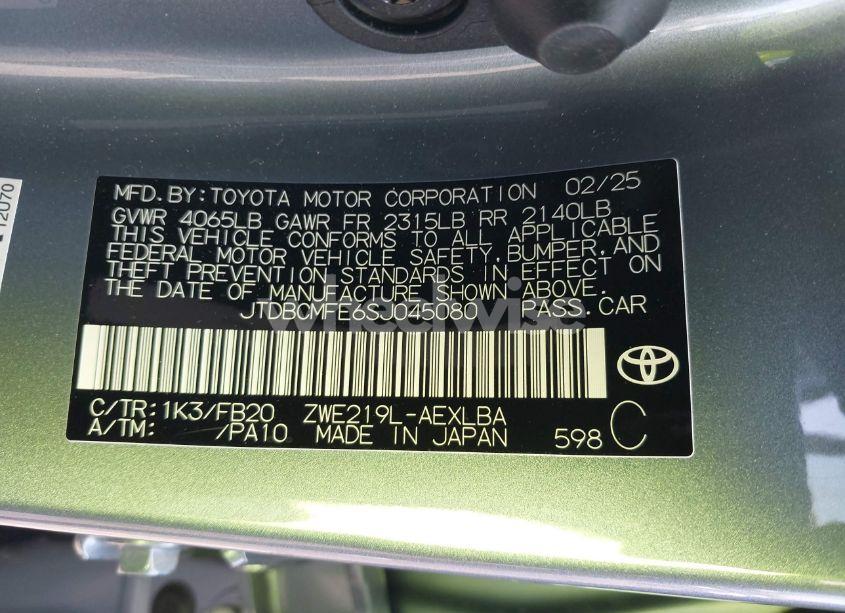 Photo 9 of 2025 Toyota Corolla HYBRID LE (VIN JTDBCMFE6SJ045080)