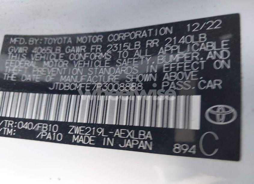 Photo 9 of 2023 Toyota Corolla HYBRID LE (VIN JTDBCMFE7P3008888)