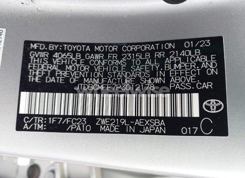 Photo 9 of 2023 Toyota Corolla HYBRID SE (VIN JTDBCMFE7P3012178)