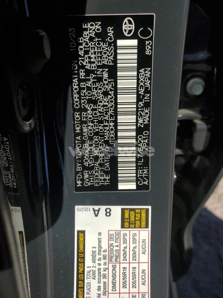 Photo 12 of 2024 TOYOTA COROLLA LE (VIN JTDBCMFE7R3034751)