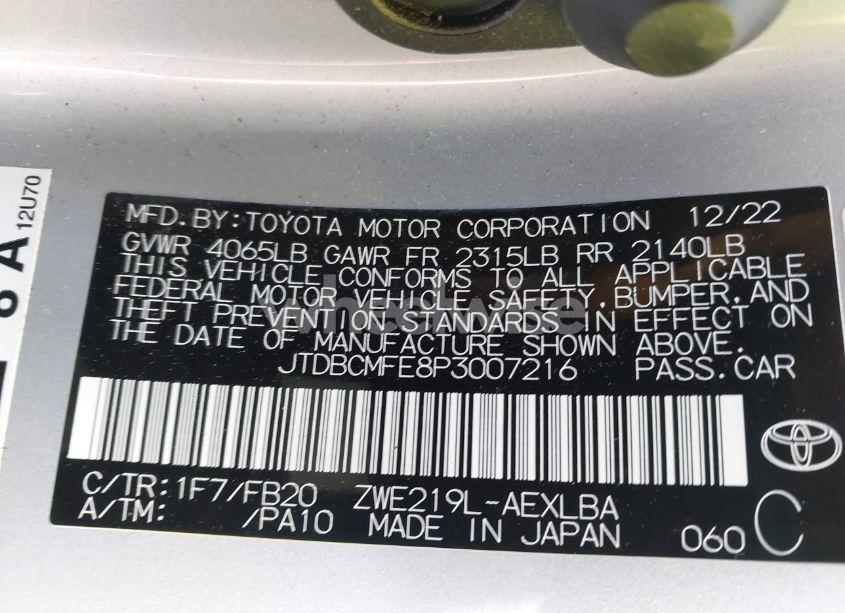 Photo 9 of 2023 Toyota Corolla HYBRID LE (VIN JTDBCMFE8P3007216)