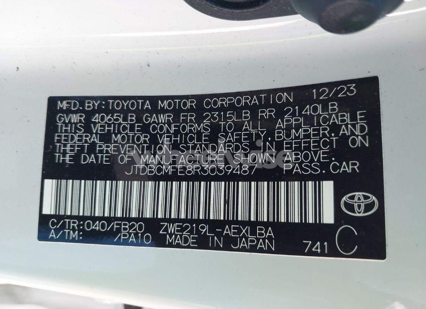 Photo 9 of 2024 Toyota Corolla HYBRID LE (VIN JTDBCMFE8R3039487)
