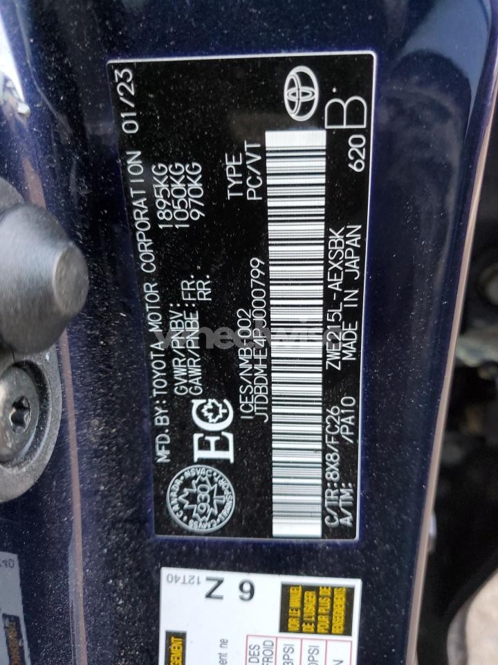 Photo 13 of 2023 TOYOTA COROLLA LE (VIN JTDBDMHE4PJ000799)