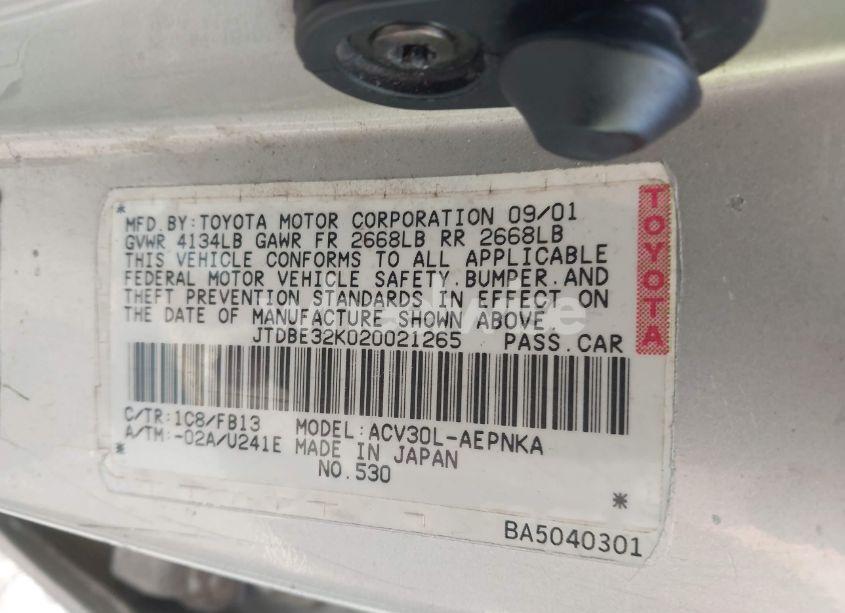 Photo 9 of 2002 Toyota Camry LE/SE/XLE (VIN JTDBE32K020021265)