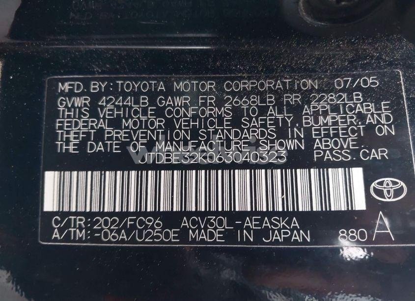 Photo 9 of 2006 Toyota Camry SE (VIN JTDBE32K063040323)