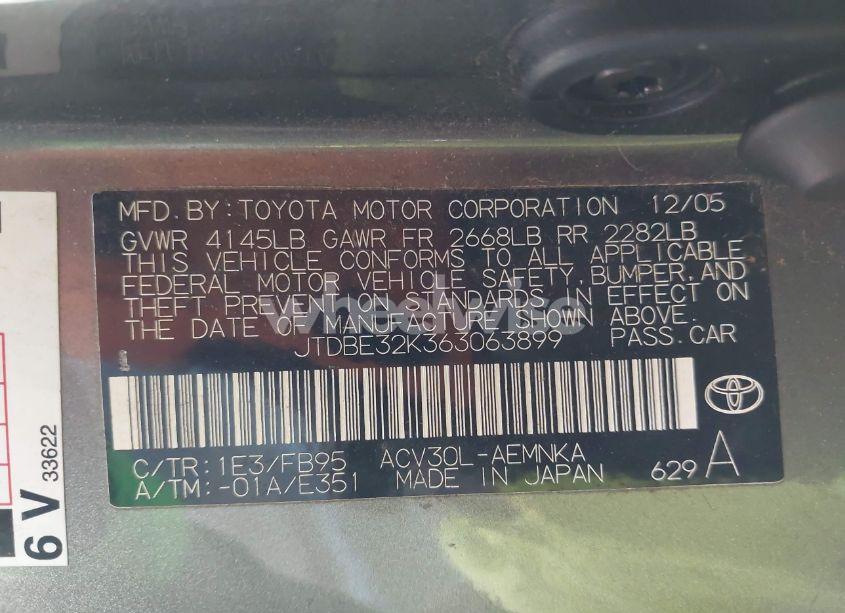 Photo 9 of 2006 Toyota Camry STD (VIN JTDBE32K363063899)