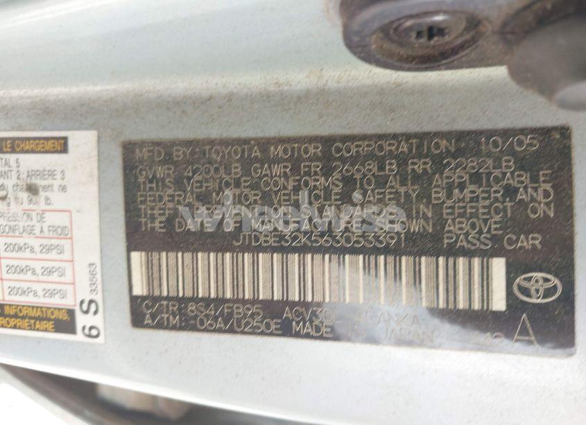 Photo 9 of 2006 Toyota Camry LE (VIN JTDBE32K563053391)