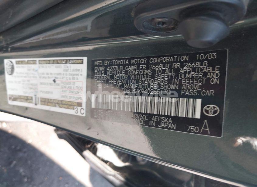 Photo 9 of 2004 Toyota Camry SE (VIN JTDBE32K940265130)