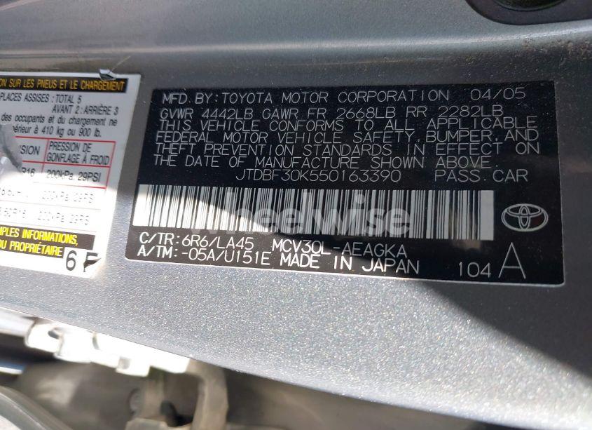 Photo 9 of 2005 Toyota Camry XLE V6 (VIN JTDBF30K550163390)