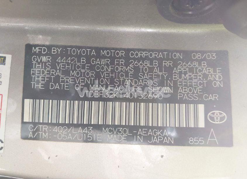Photo 9 of 2004 Toyota Camry XLE V6 (VIN JTDBF32K140152690)