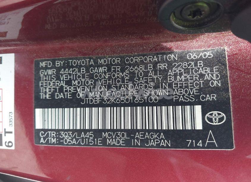 Photo 9 of 2005 Toyota Camry XLE V6 (VIN JTDBF32K650165100)