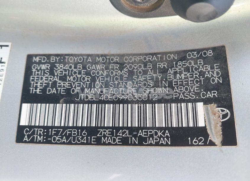 Photo 9 of 2009 Toyota Corolla LE (VIN JTDBL40E099033012)