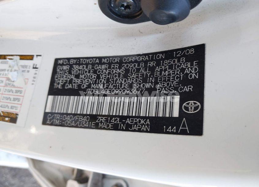 Photo 9 of 2009 Toyota Corolla LE (VIN JTDBL40E099093677)