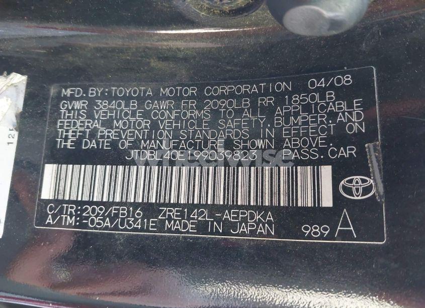 Photo 9 of 2009 Toyota Corolla LE (VIN JTDBL40E199039823)