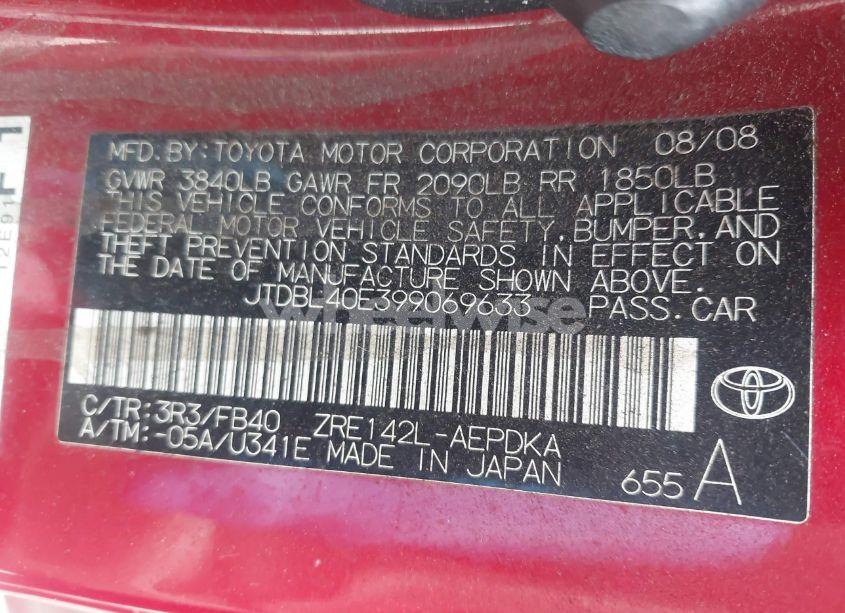 Photo 9 of 2009 Toyota Corolla N/A (VIN JTDBL40E399069633)