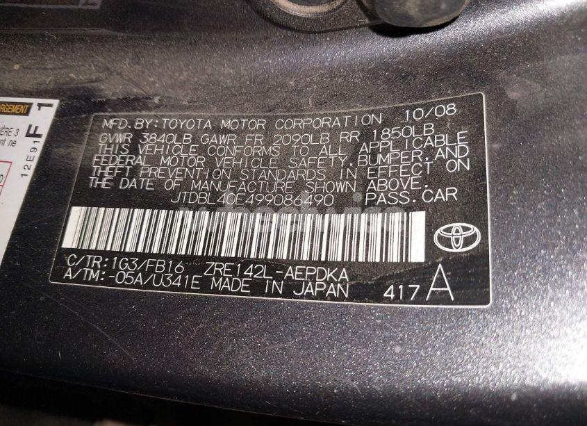 Photo 9 of 2009 Toyota Corolla LE (VIN JTDBL40E499086490)