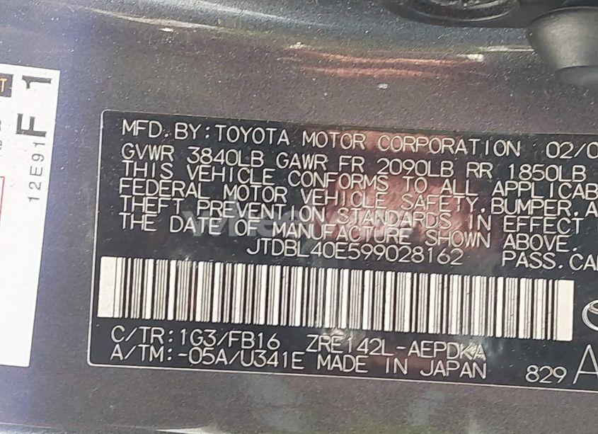 Photo 9 of 2009 Toyota Corolla LE (VIN JTDBL40E599028162)