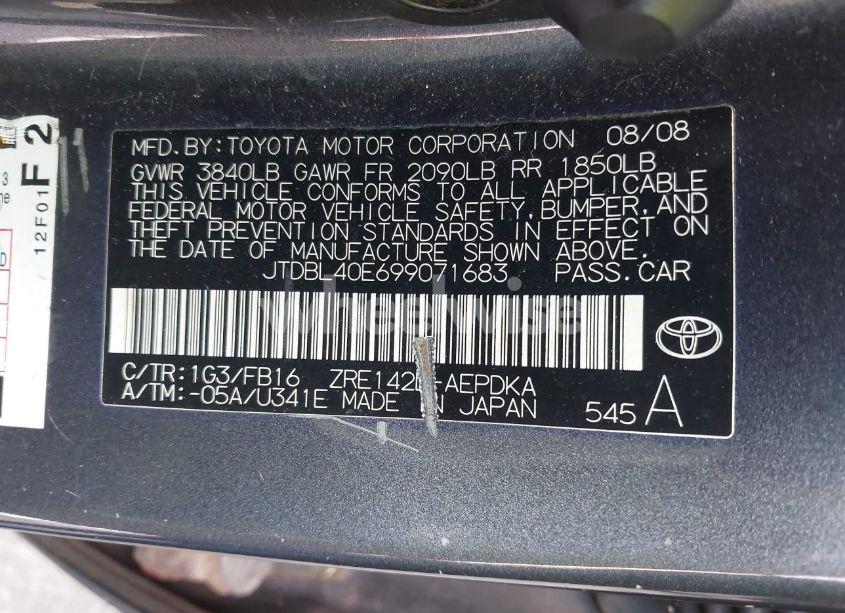 Photo 9 of 2009 Toyota Corolla LE (VIN JTDBL40E699071683)
