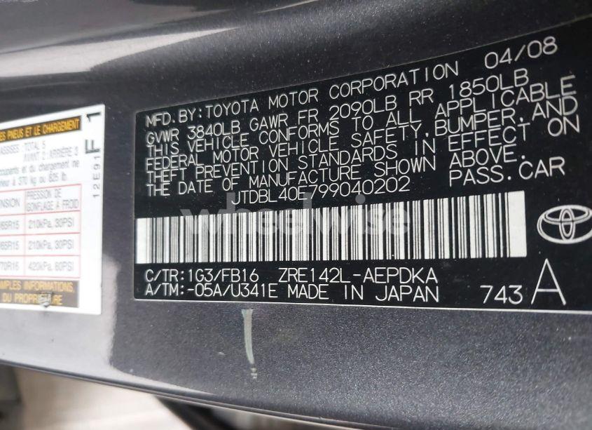 Photo 9 of 2009 Toyota Corolla (VIN JTDBL40E799040202)