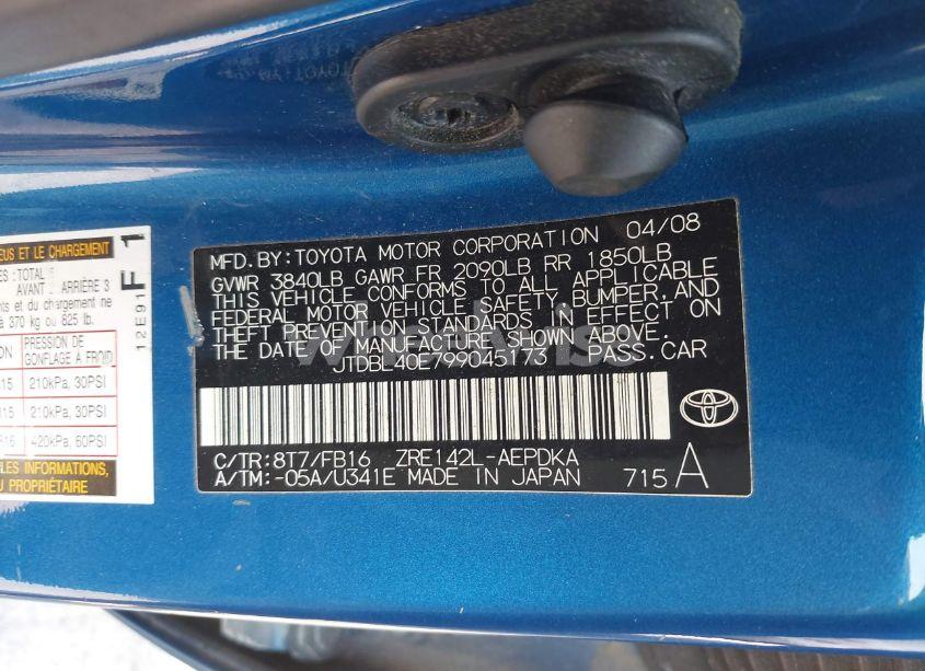 Photo 9 of 2009 Toyota Corolla LE (VIN JTDBL40E799045173)