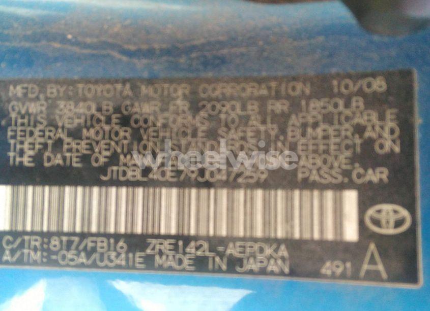 Photo 9 of 2009 Toyota Corolla (VIN JTDBL40E79J047259)