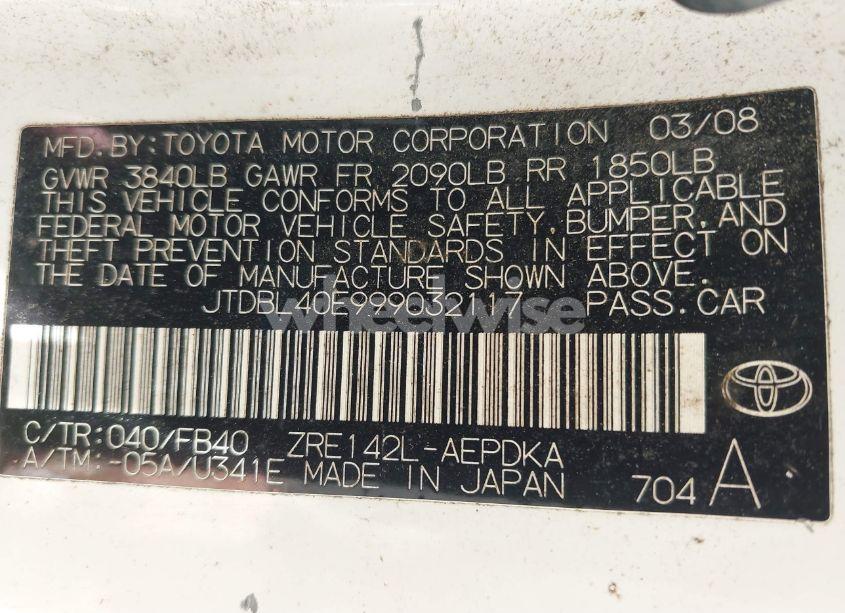 Photo 9 of 2009 Toyota Corolla (VIN JTDBL40E999032117)