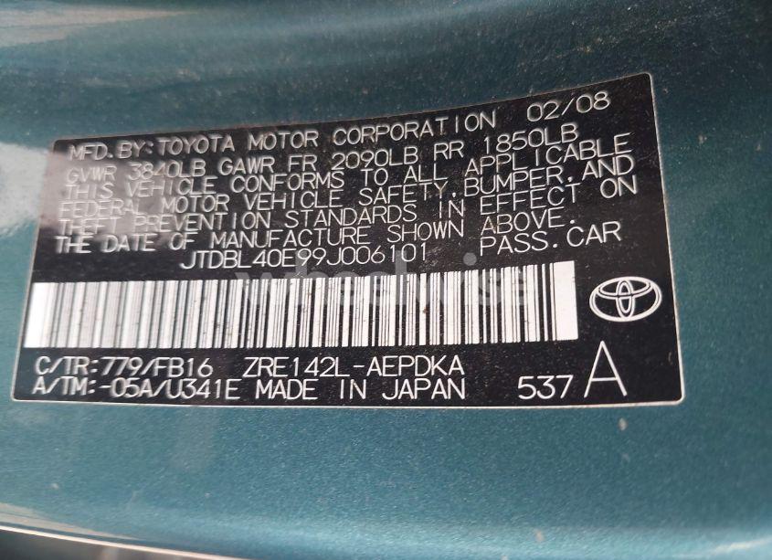 Photo 9 of 2009 Toyota Corolla LE (VIN JTDBL40E99J006101)