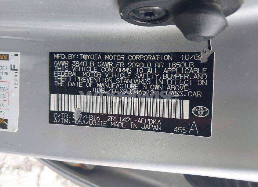 Photo 9 of 2009 Toyota Corolla LE/S/XLE (VIN JTDBL40EX9J046512)