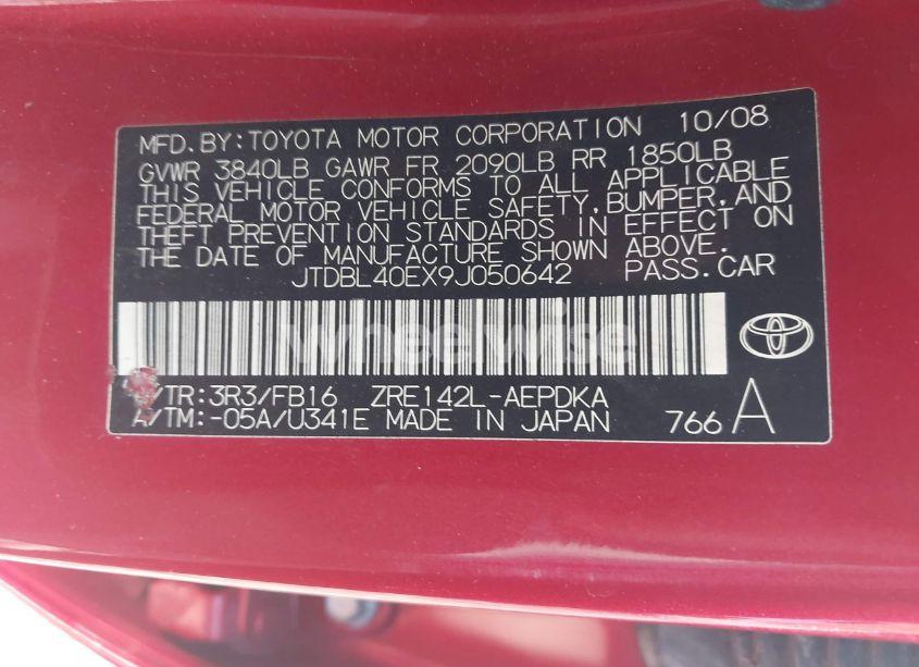 Photo 9 of 2009 Toyota Corolla LE (VIN JTDBL40EX9J050642)