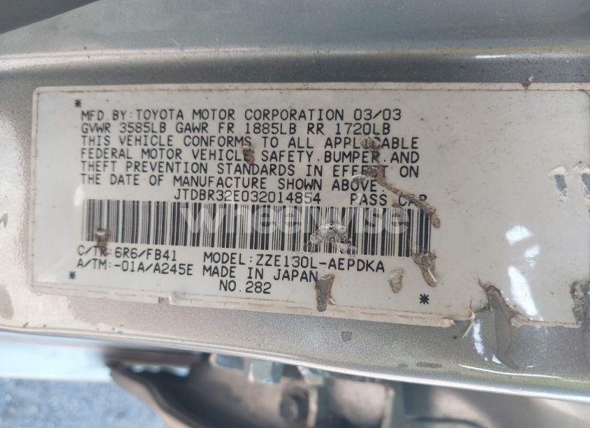 Photo 9 of 2003 Toyota Corolla CE (VIN JTDBR32E032014854)