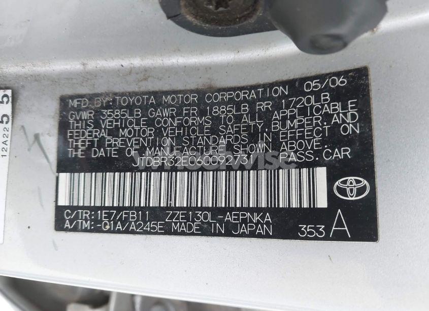 Photo 9 of 2006 Toyota Corolla LE (VIN JTDBR32E060092731)