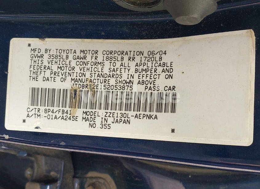 Photo 9 of 2005 Toyota Corolla LE (VIN JTDBR32E152053875)