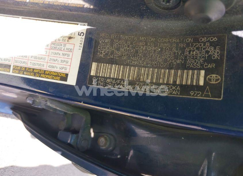 Photo 9 of 2007 Toyota Corolla CE (VIN JTDBR32E270107117)