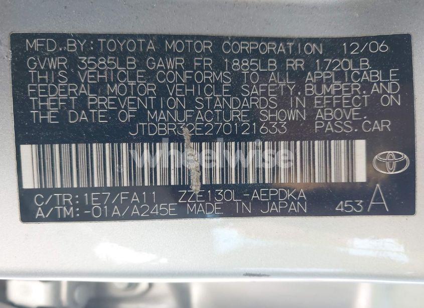 Photo 9 of 2007 Toyota Corolla CE (VIN JTDBR32E270121633)