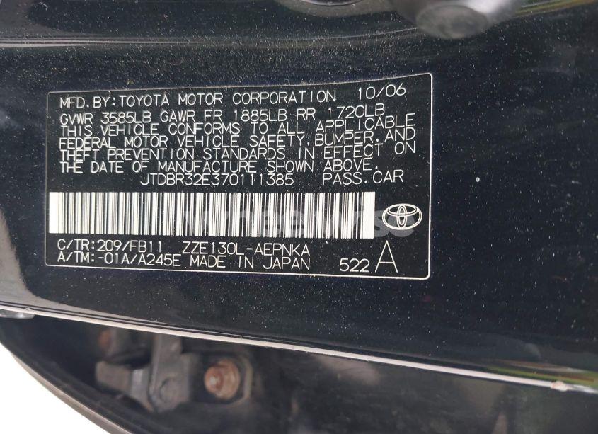 Photo 9 of 2007 Toyota Corolla LE (VIN JTDBR32E370111385)