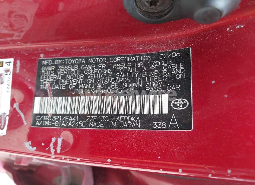 Photo 9 of 2006 Toyota Corolla CE (VIN JTDBR32E460075138)