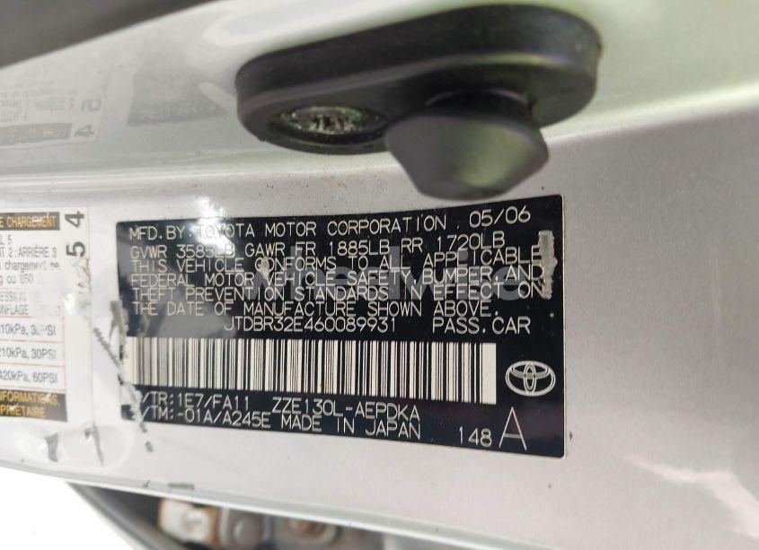 Photo 9 of 2006 Toyota Corolla CE (VIN JTDBR32E460089931)