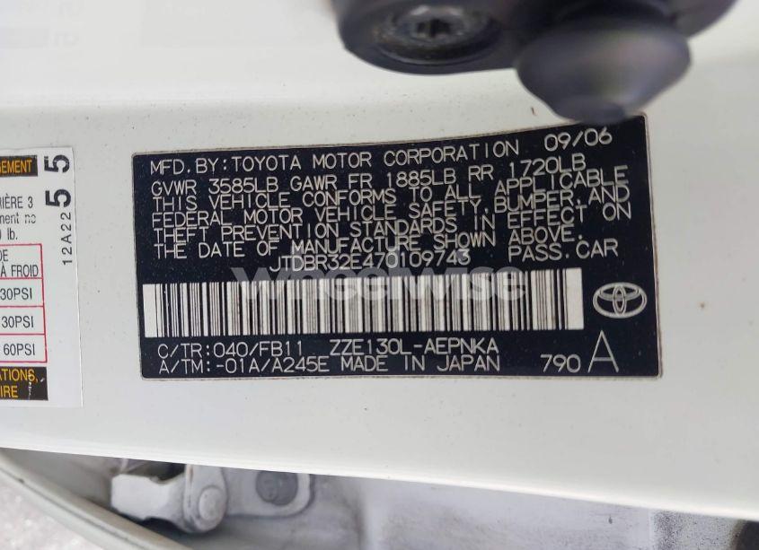 Photo 9 of 2007 Toyota Corolla LE (VIN JTDBR32E470109743)