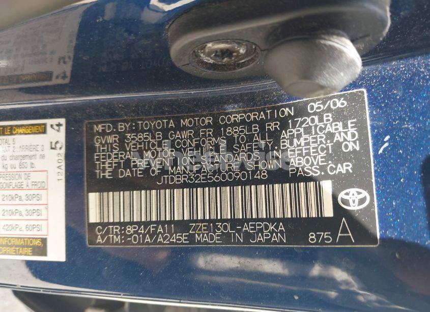 Photo 9 of 2006 Toyota Corolla CE (VIN JTDBR32E560090148)