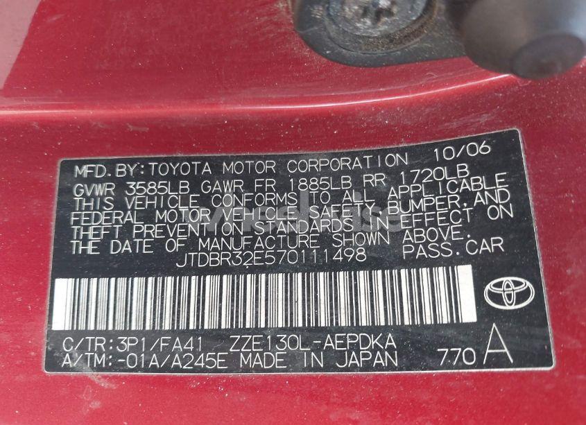 Photo 9 of 2007 Toyota Corolla CE (VIN JTDBR32E570111498)