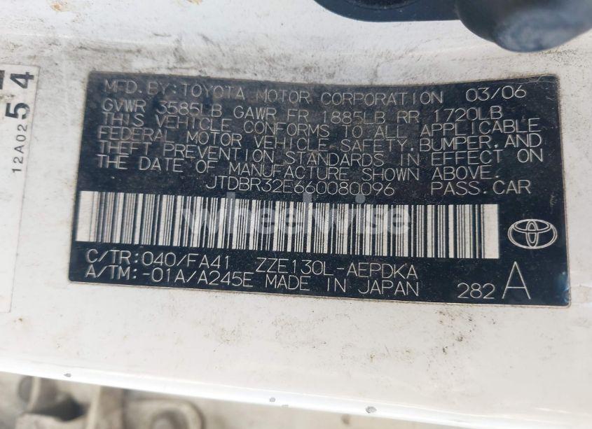 Photo 9 of 2006 Toyota Corolla CE/LE (VIN JTDBR32E660080096)