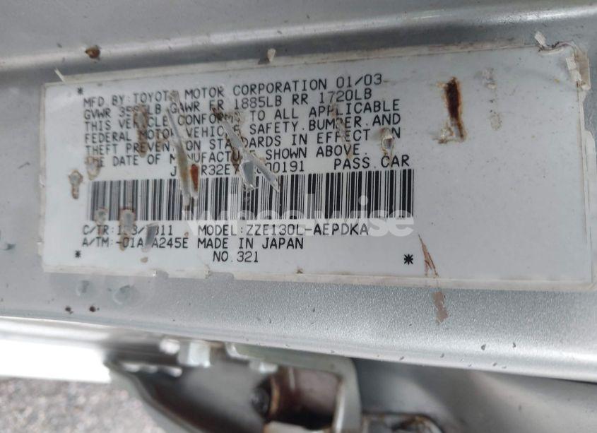 Photo 9 of 2003 Toyota Corolla CE (VIN JTDBR32E732000191)