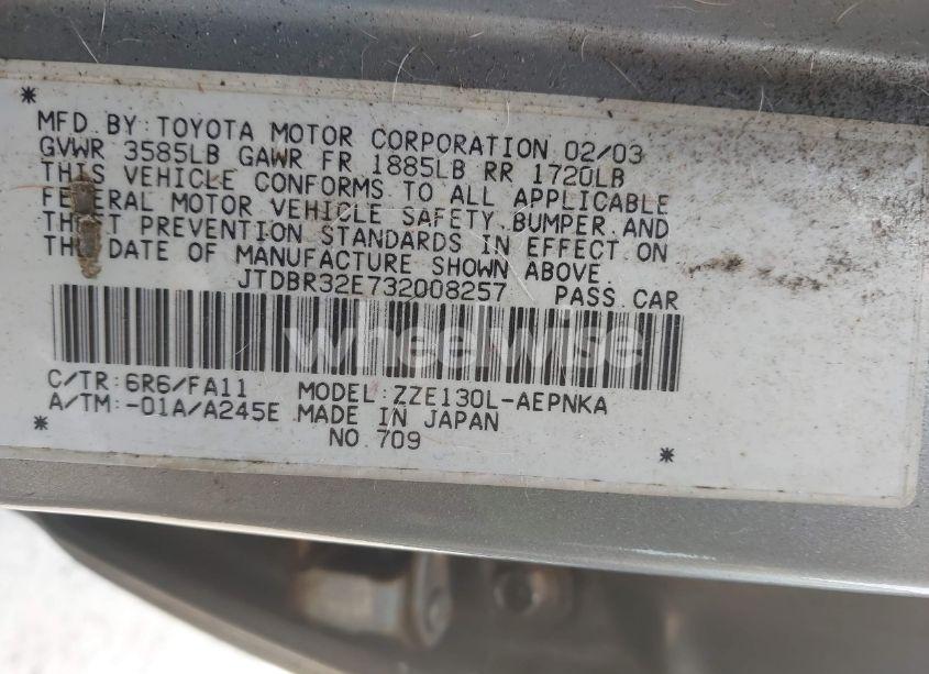 Photo 9 of 2003 Toyota Corolla LE (VIN JTDBR32E732008257)