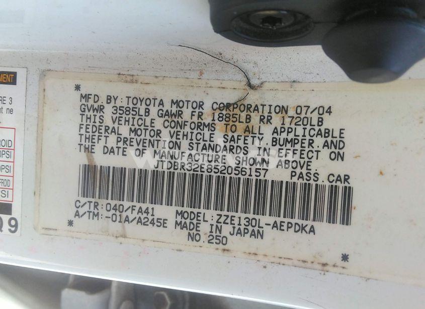 Photo 9 of 2005 Toyota Corolla CE (VIN JTDBR32E852056157)