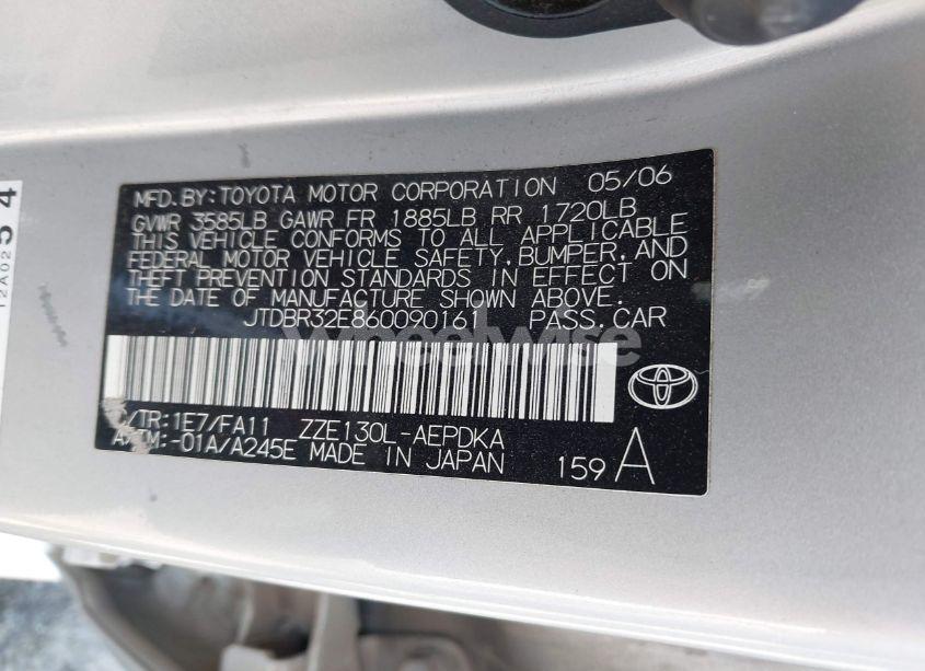 Photo 9 of 2006 Toyota Corolla CE (VIN JTDBR32E860090161)