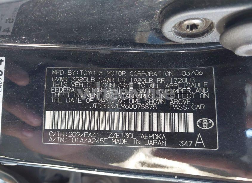Photo 9 of 2006 Toyota Corolla CE (VIN JTDBR32E960078875)